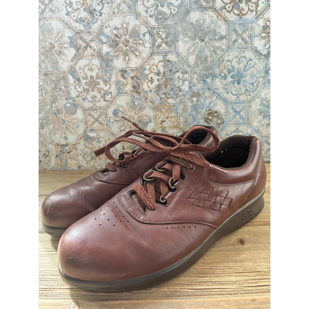 SAS Tripad Comfort Brown Leather Walking Shoes Womens Lace Up Oxfords 7.5